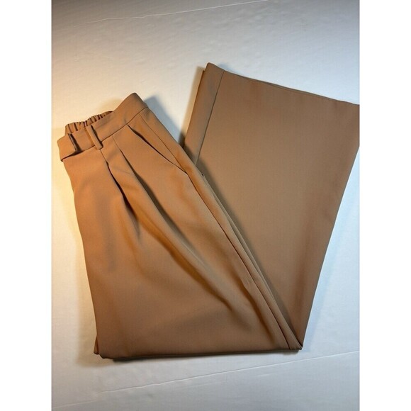 Amazon The Drop Wyatt Pleated Pants Trousers Praline Peach Gold Medium Wide Leg - Picture 3 of 11